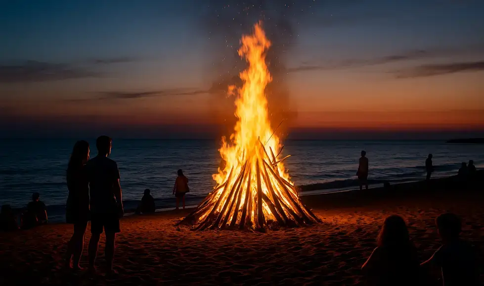 San Juan beach bonfire celebration in Estepona on the Costa del Sol