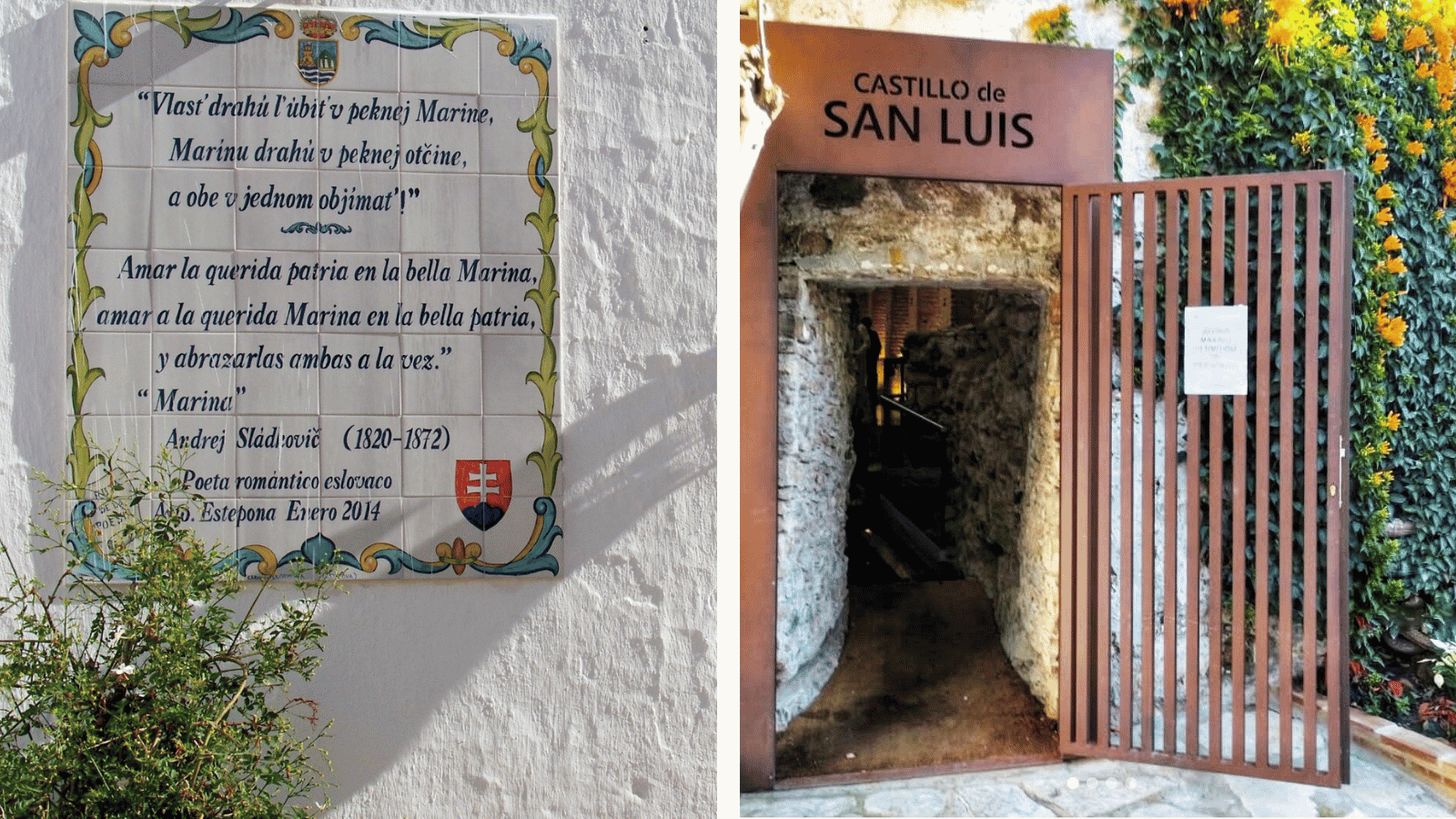 Hidden gems in Estepona — the Poetry Route and the historic remains of Castillo de San Luis in the Old Town.
