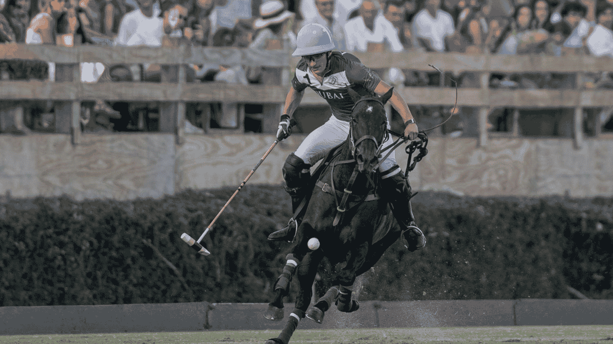 Professional polo player in action during match in Sotogrande