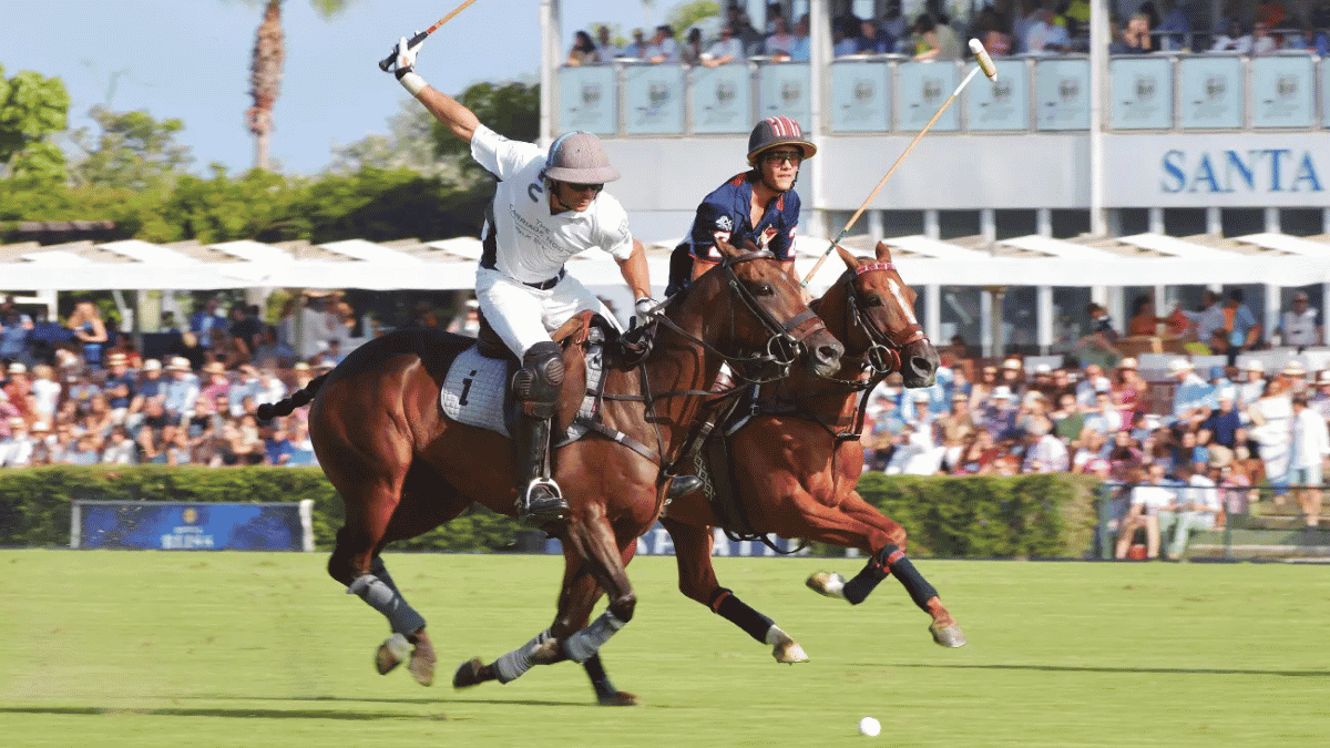 Polo match action at Santa Maria Polo Club Sotogrande
