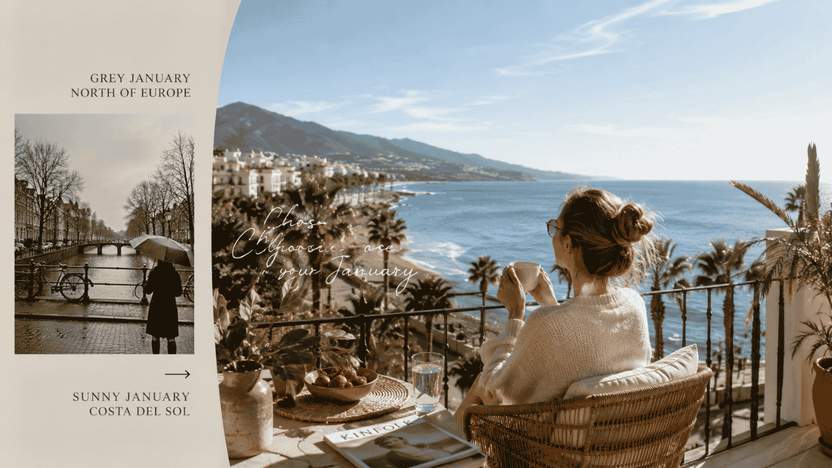 Sunny January escape on the Costa del Sol overlooking the Mediterranean Sea